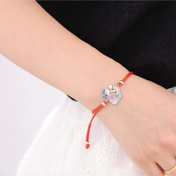 Mom & Baby Newborn New Mom Silver Red Cord Bracelet - Picture 3 of 5